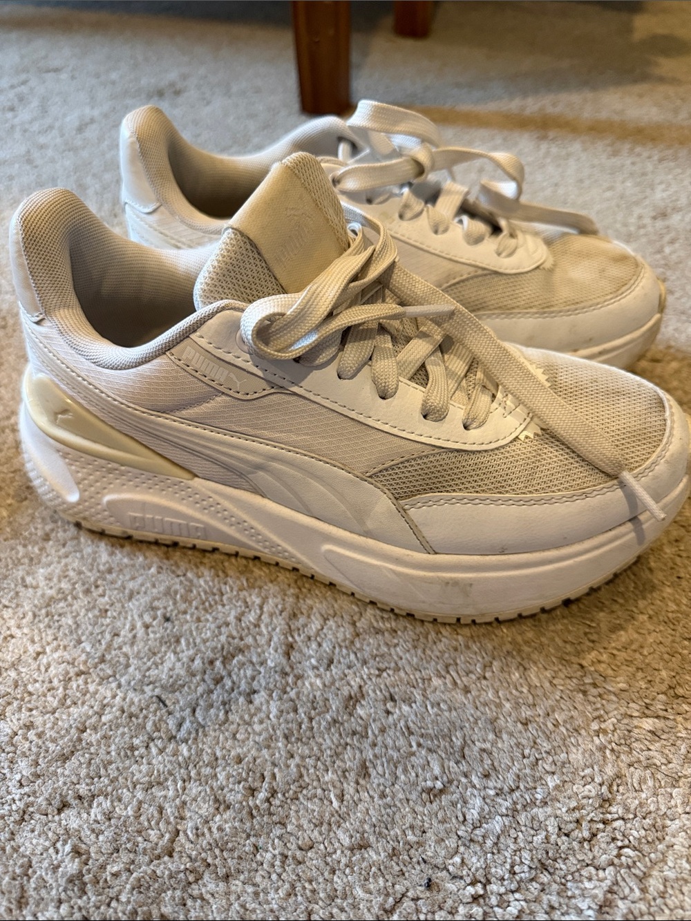 Puma Women's Off-White Platform Lace-Up Sneakers